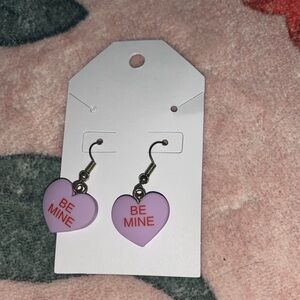 Heart-Shaped 'Be Mine' Earrings - Pink